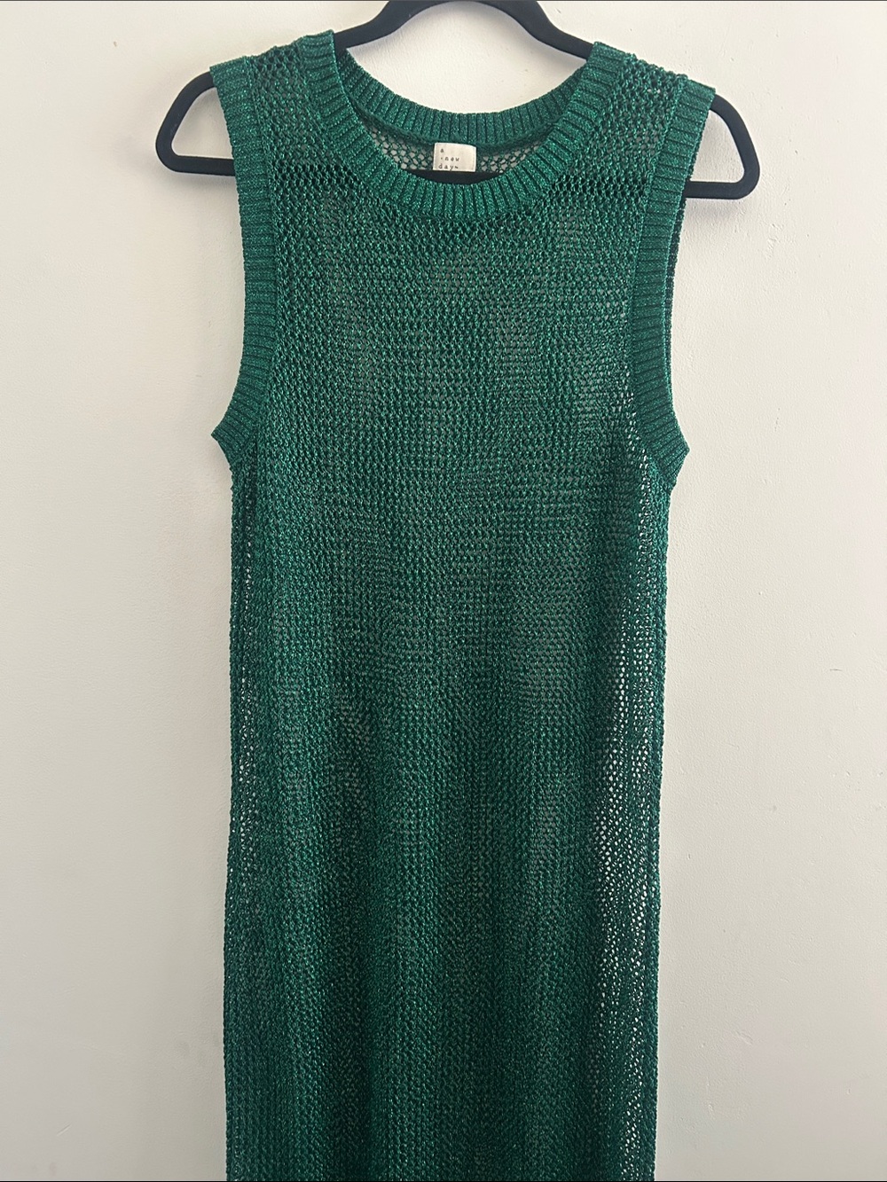 a new day, Woman’s Size XL Metallic Emerald Green Sleeveless Swim Cover Up Dress - Picture 4 of 8